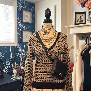 STUNNING ZARA SWEATER dark brown/tan,white with a detailed pattern size M BNWT